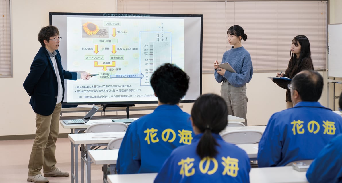 作物の活性と商品価値を市職員らと議論