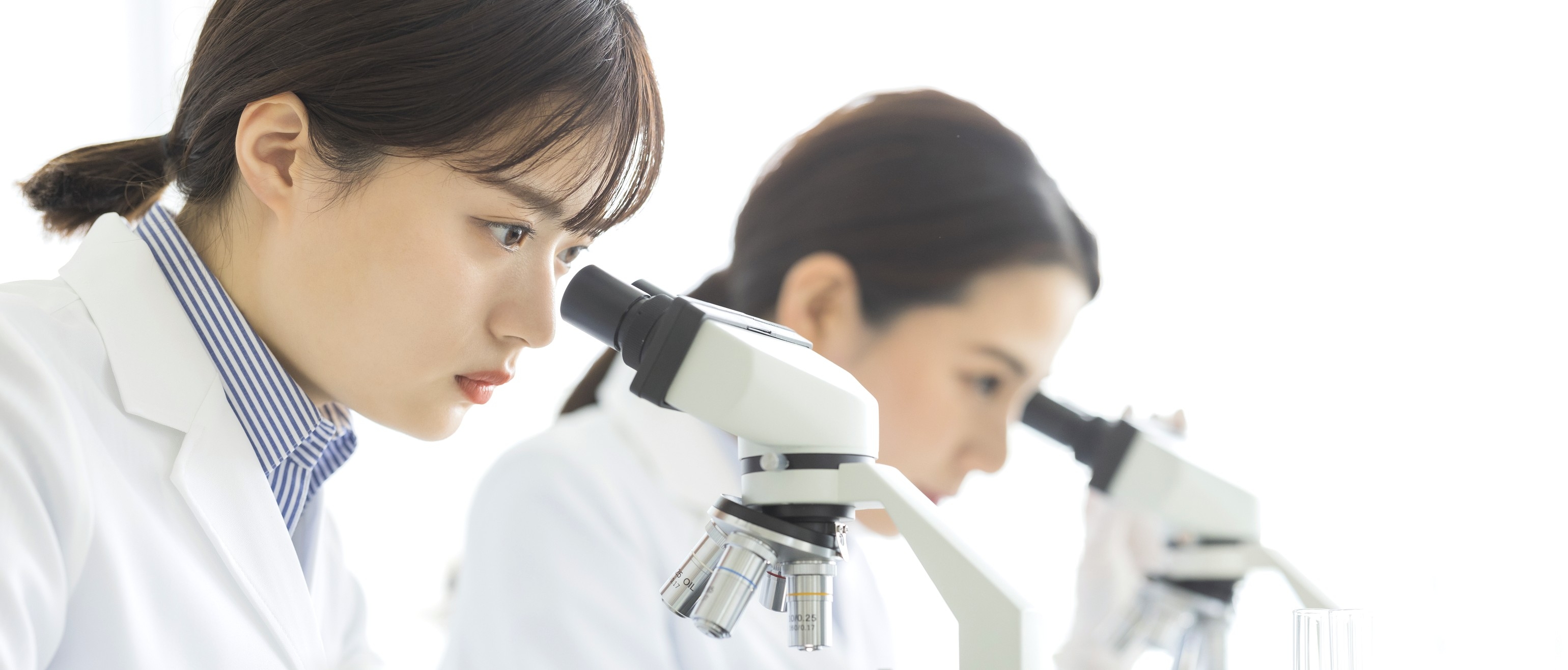 顕微鏡をのぞく学生